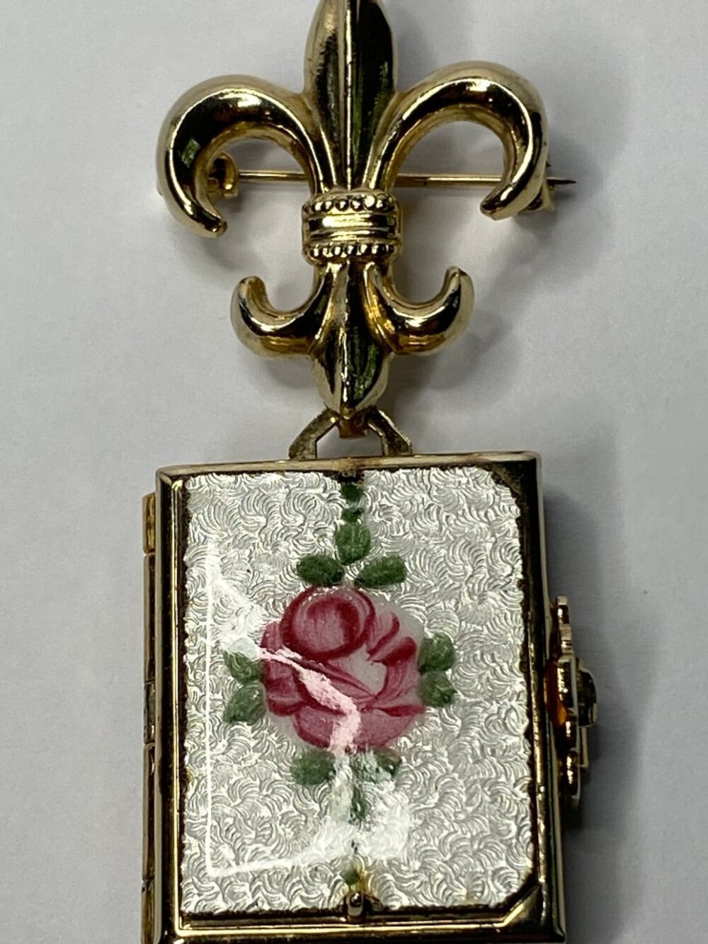 Vintage Fleur De Lis Locket Pin by Coro